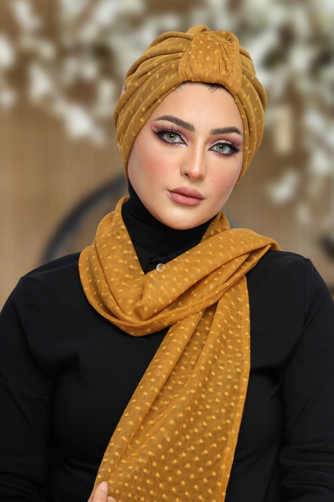 Turban  & Scarf Crown Tulle Material - Smile Turbans - 1146