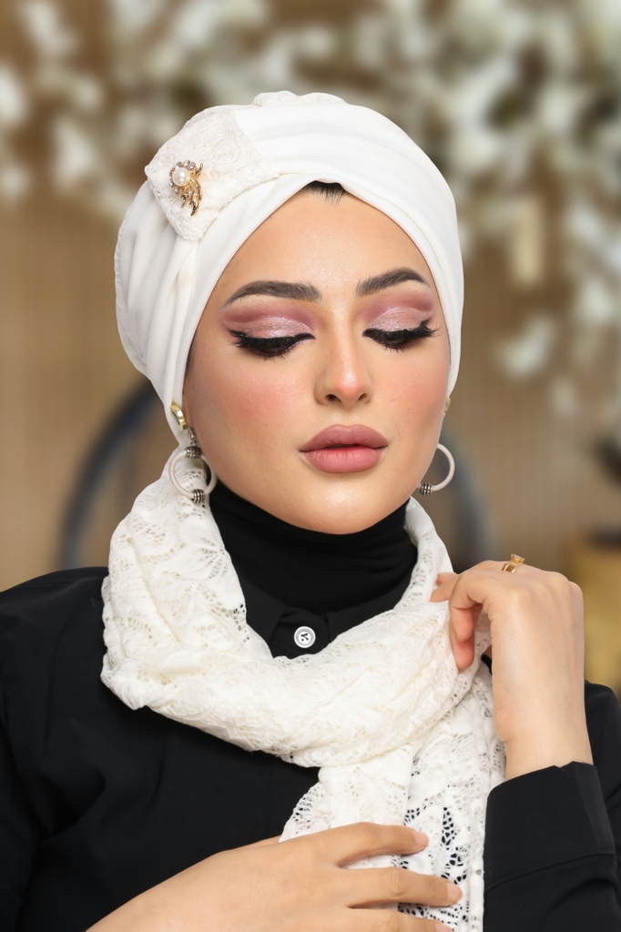 turban One piece with a brooch Dantel - Smile Turbans - 1153