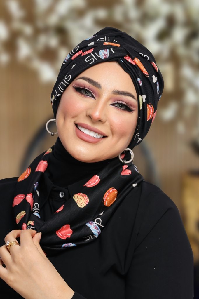 Turban  & Scarf Crocs Tow piece crepe material - Smile Turbans - 1154