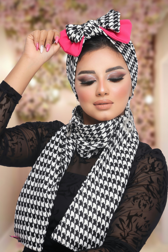 Turban  & Scarf Double bow crepe material - Smile Turbans - 1167