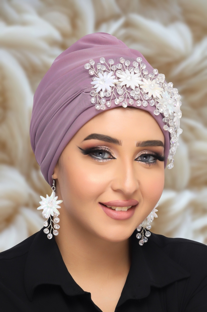 turban Darby With accessories Tulle Material - Smile Turbans - 1291