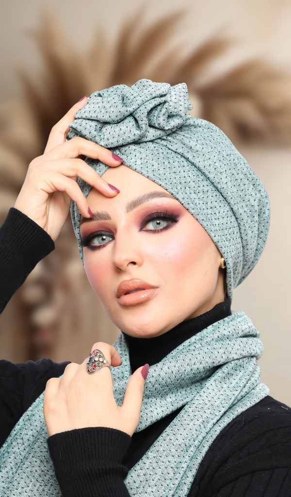Turban  & Scarf flower Wool - Smile Turbans - 1347