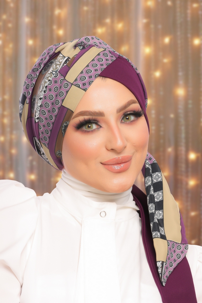 Turban Cross tie  satin material - Smile Turbans - 1535