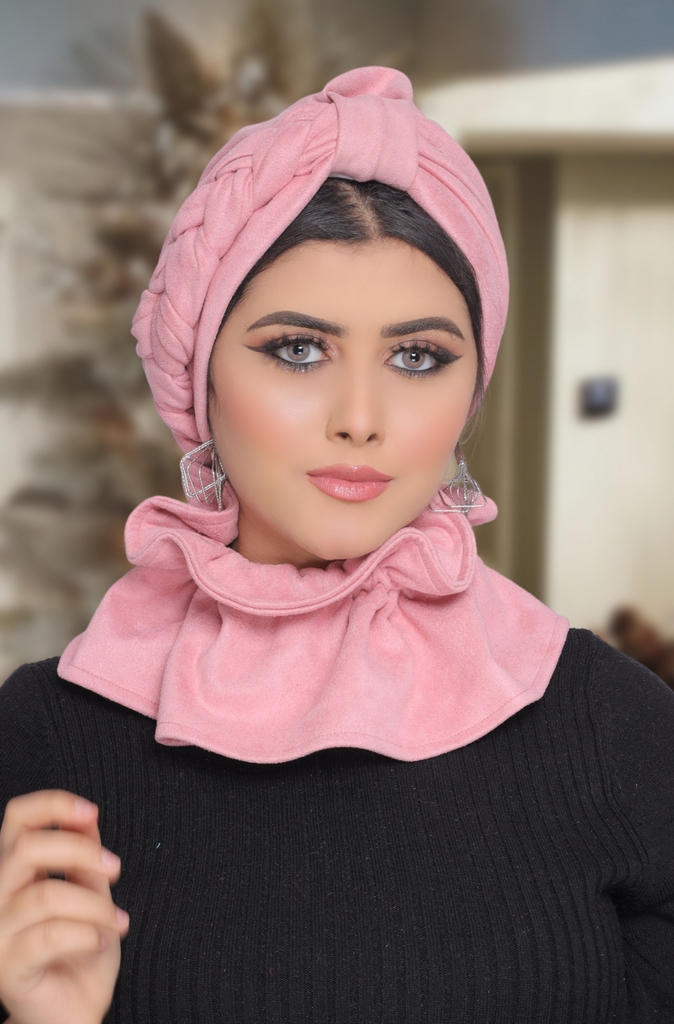 Turban  & Scarf Plait it on one side suede - Smile Turbans - 1735
