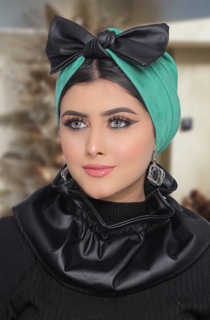Turban  & Scarf One piece bow suede - Smile Turbans - 1740