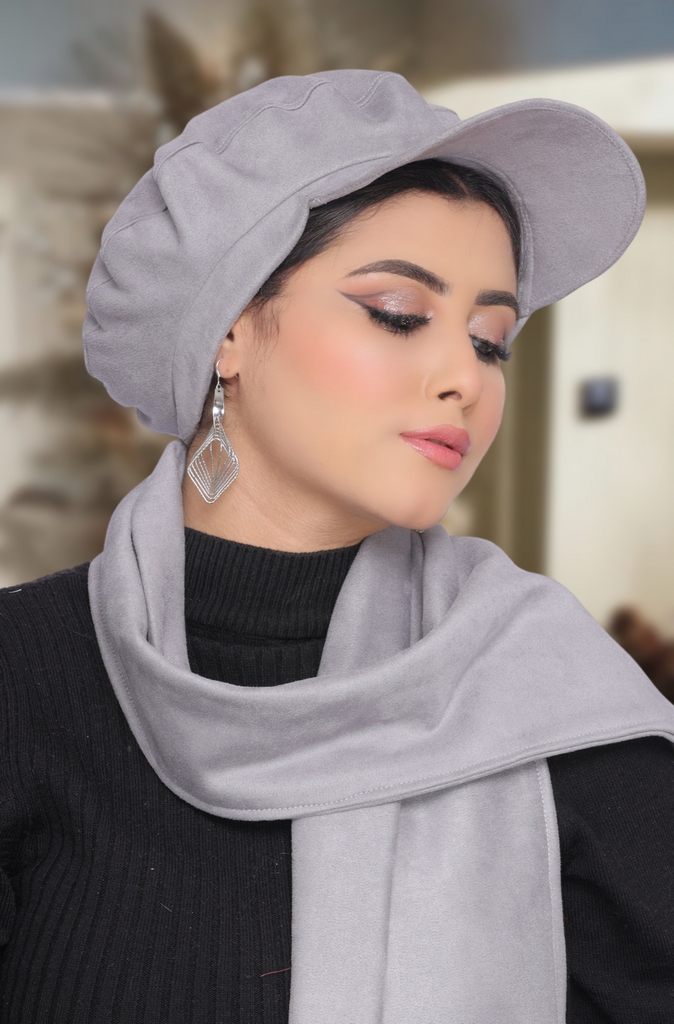 Beret & Scarf Beret Cap suede - Smile Turbans - 1742