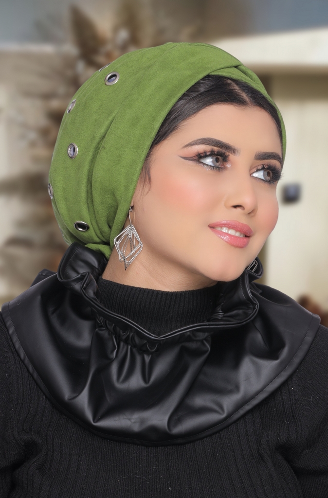 Turban  & Scarf One direction is a bow and the other is a cross suede - Smile Turbans - 1745