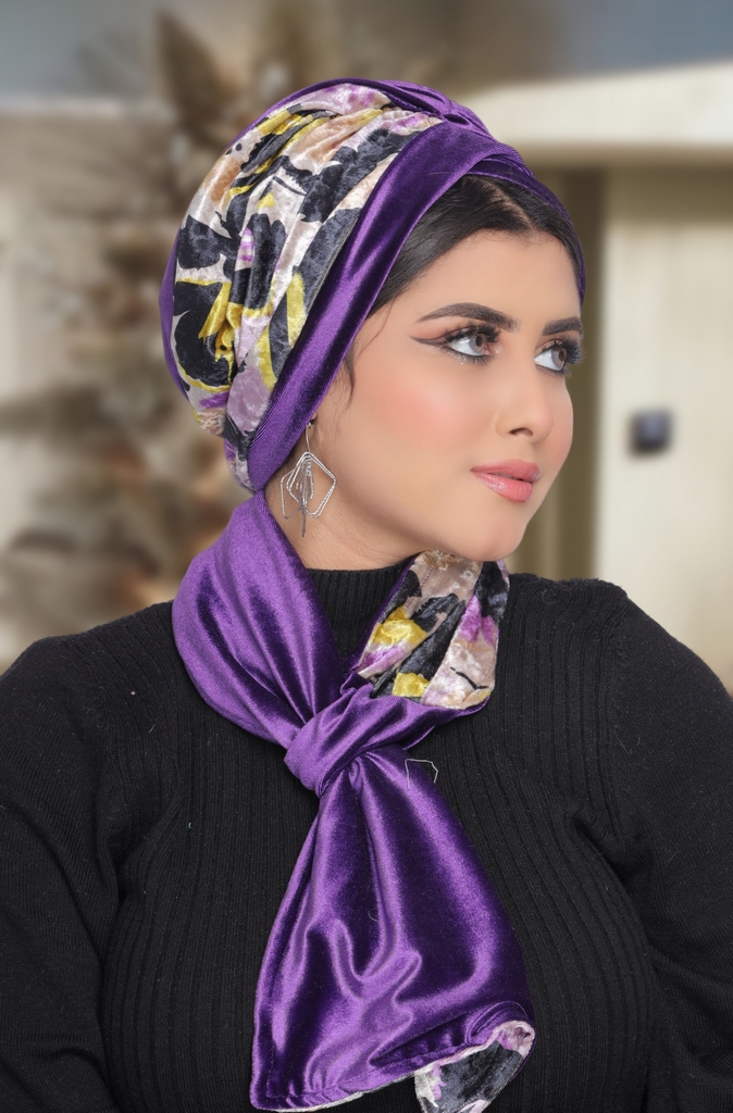 Turban  & Scarf Crocs one piece velvet - Smile Turbans - 1775