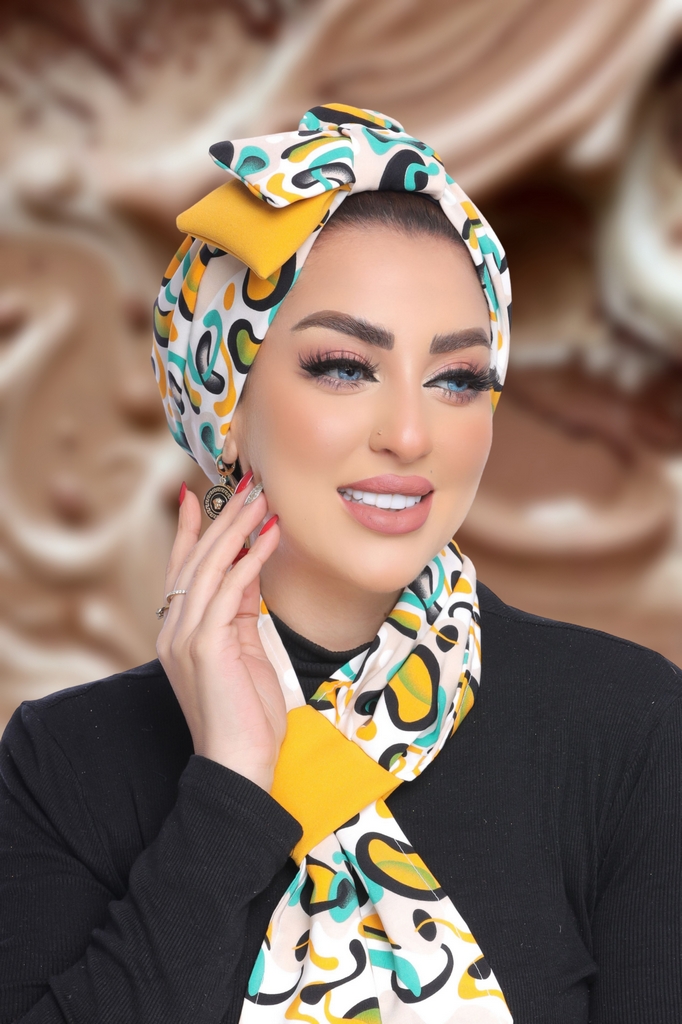 Turban  & Scarf Half a bow, one piece rosaline material - Smile Turbans - 1820