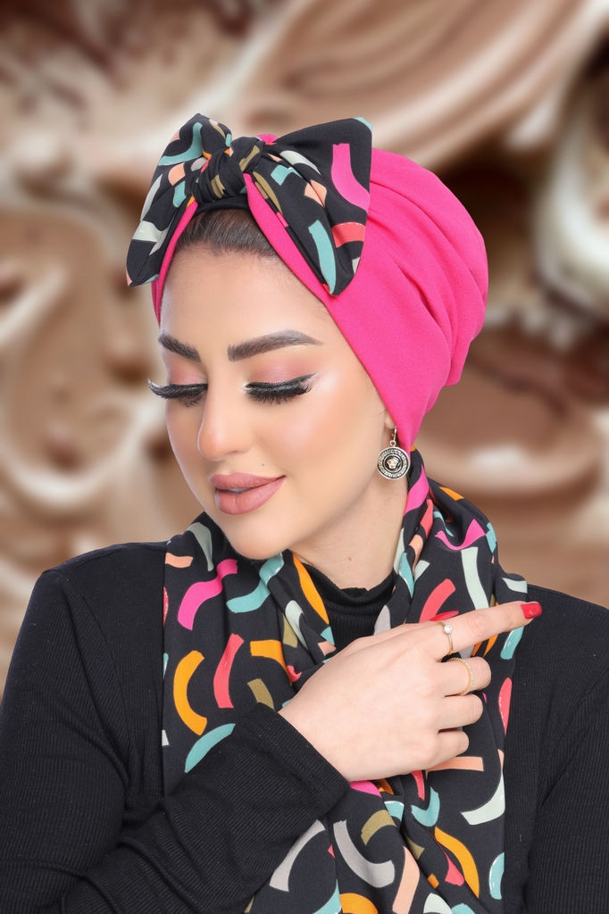 Turban  & Scarf Bow crepe material - Smile Turbans - 1827