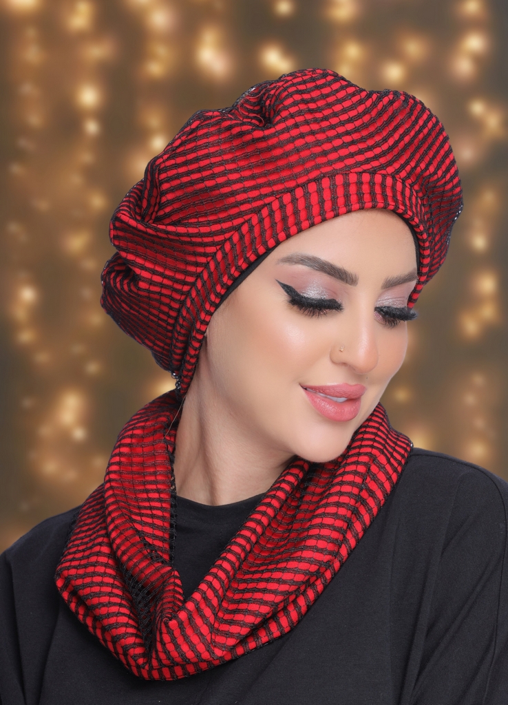 Beret & Scarf crepe lined tulle - Smile Turbans - 2030