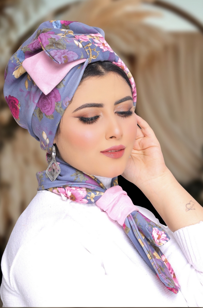 Turban  & Scarf Half a bow, one piece suede - Smile Turbans - 1685