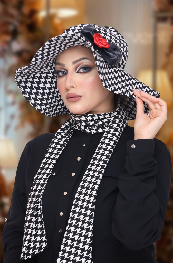 Bucket Hat & Scarf Bucket Hat crepe material - Smile Turbans - 1070