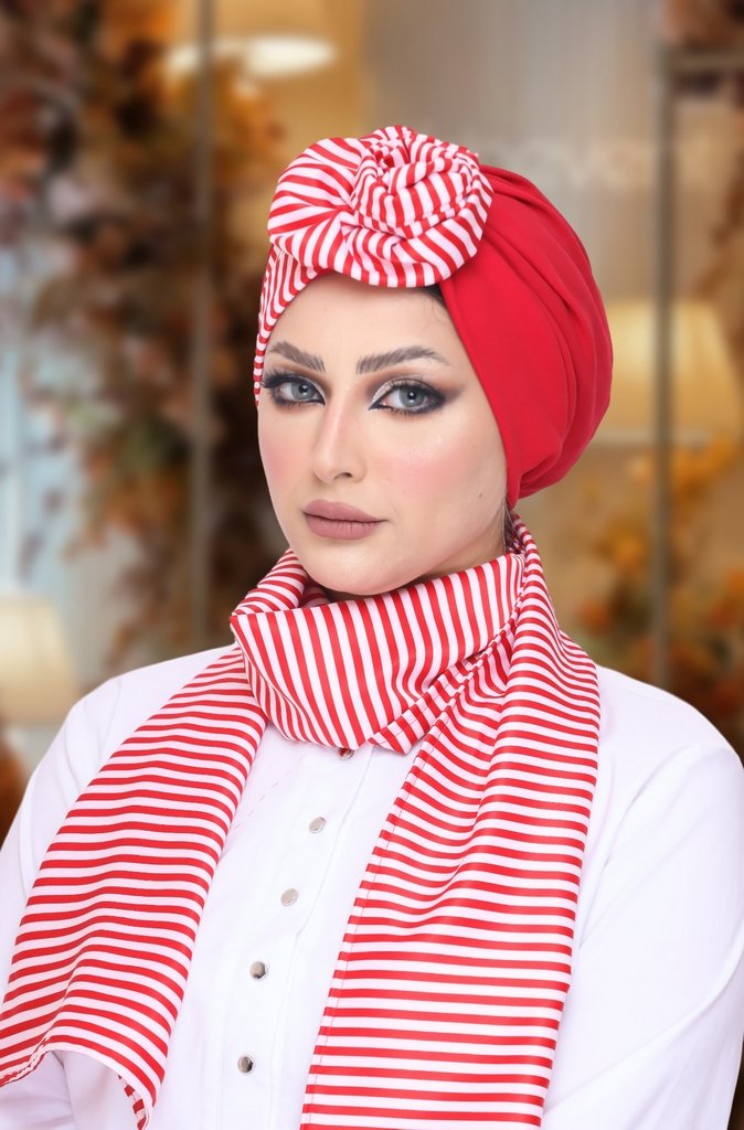 Turban  & Scarf cupcake crepe material * Armani satin - Smile Turbans - 1074
