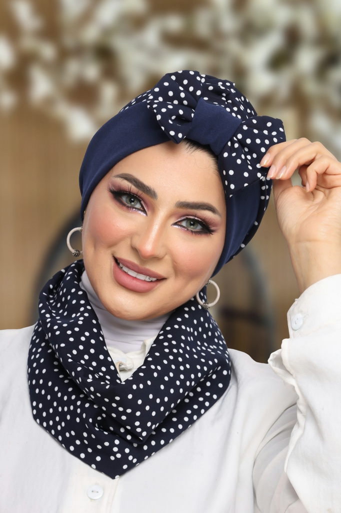 Turban  & Scarf A moving bow crepe material - Smile Turbans - 1157