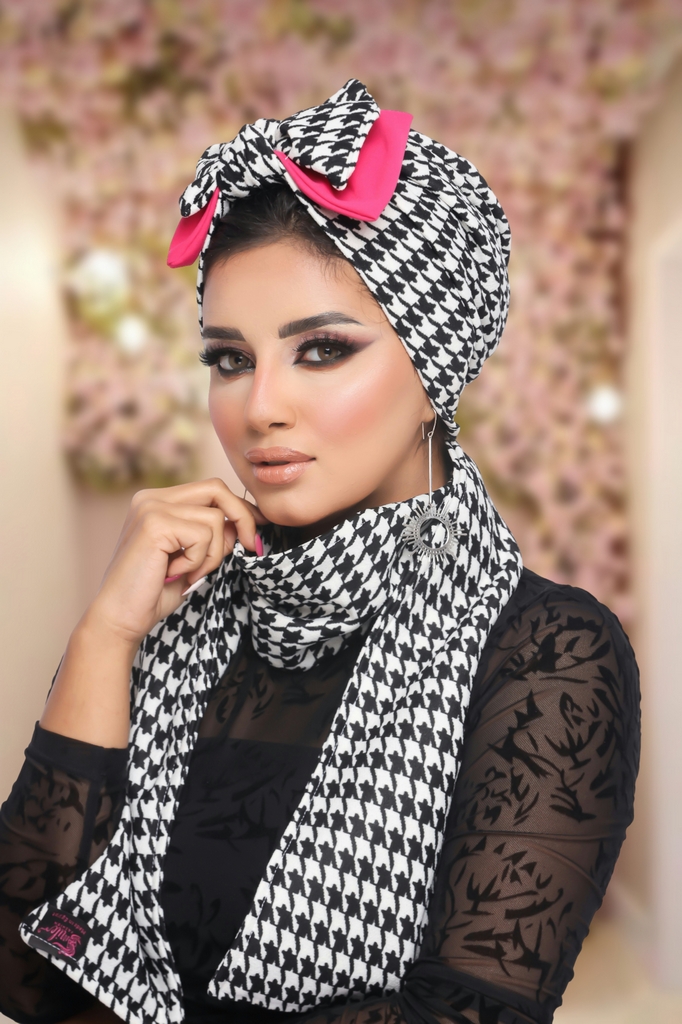 Turban  & Scarf Double bow crepe material - Smile Turbans - 1167