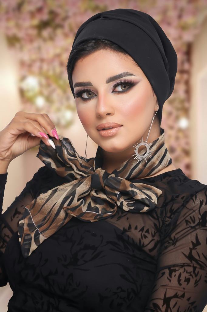 Turban Multi-way two pieces crepe material * chiffon - Smile Turbans - 1171