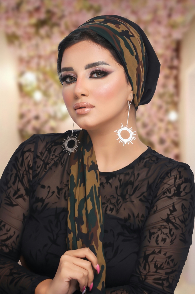 Turban Multi-way two pieces crepe material * chiffon - Smile Turbans - 1173
