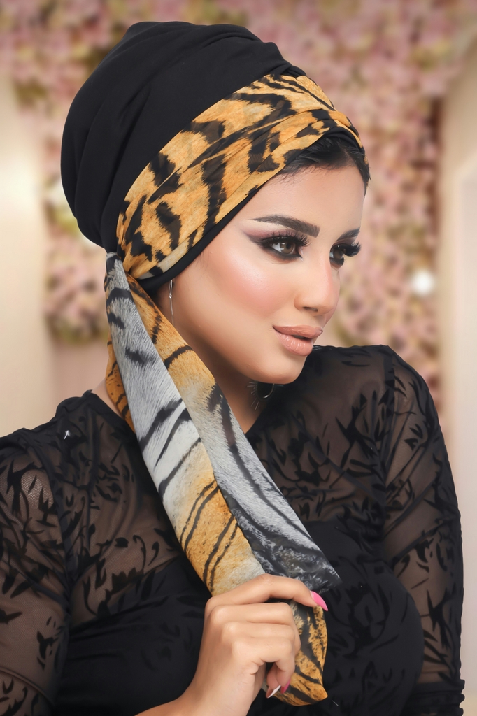 Turban Multi-way two pieces crepe material * chiffon - Smile Turbans - 1185