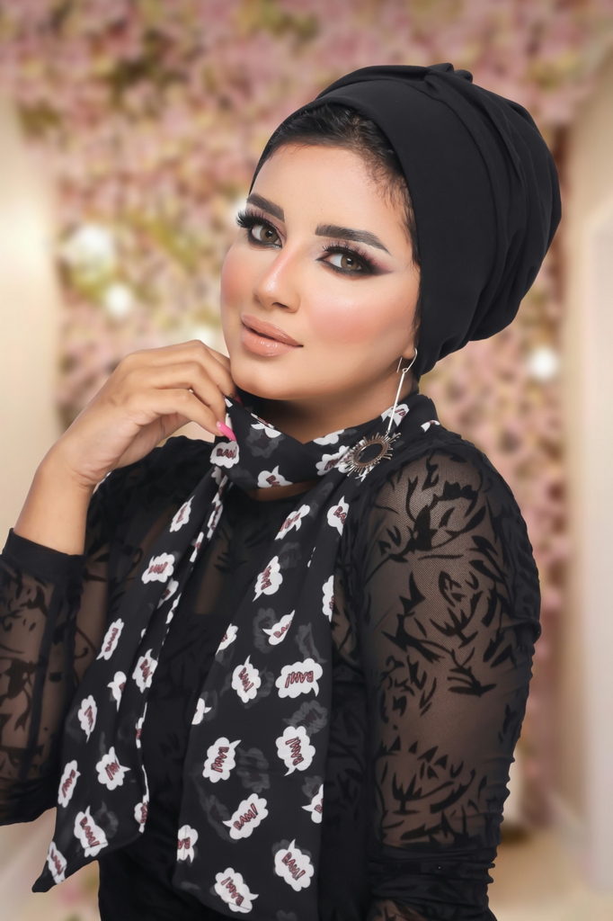 Turban Multi-way two pieces crepe material * chiffon - Smile Turbans - 1186