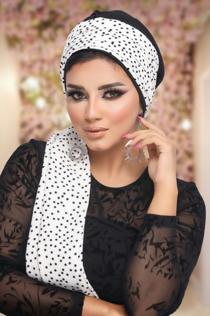 Turban Multi-way two pieces crepe material * chiffon - Smile Turbans - 1187