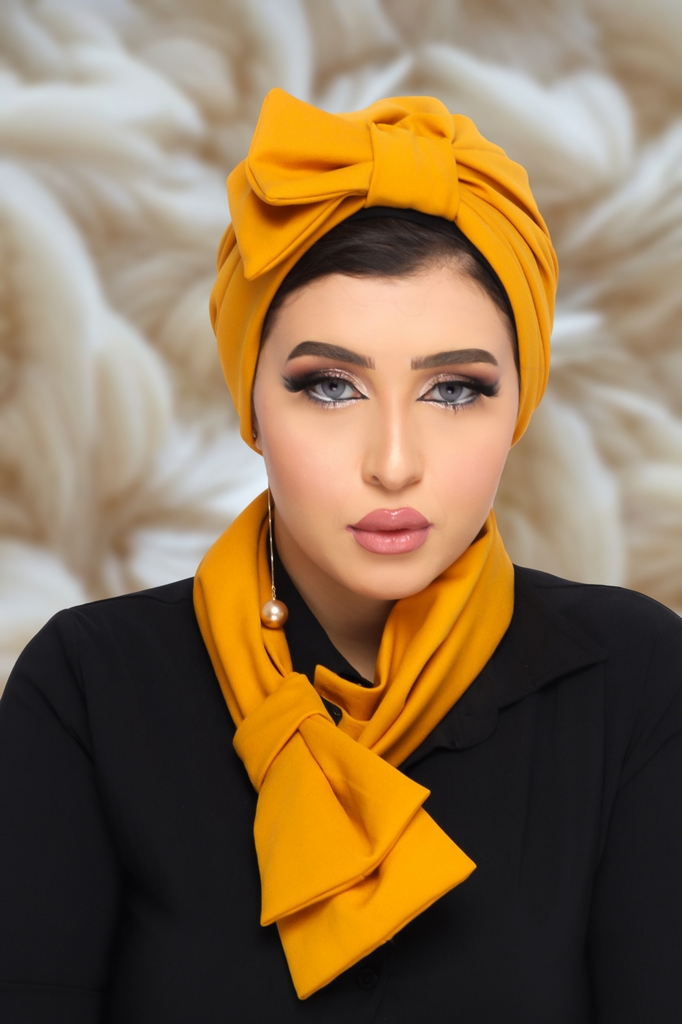 Turban  & Scarf Half a bow on one side crepe - Smile Turbans - 1289