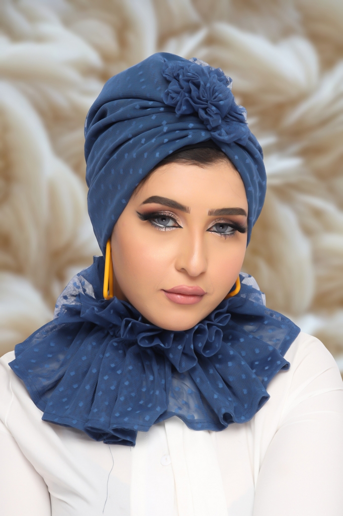 Turban  & Scarf flower Tulle Material - Smile Turbans - 1313