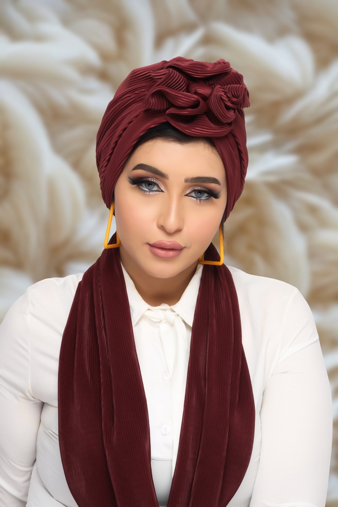 Turban  & Scarf flower Bliss satin material - Smile Turbans - 1331