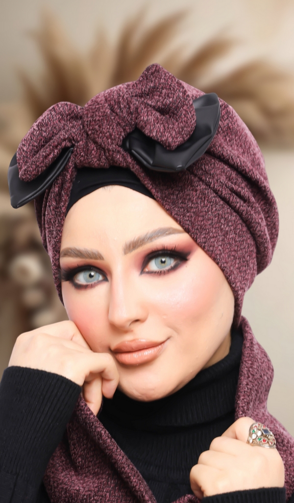 Turban  & Scarf Bow wool - Smile Turbans - 1341