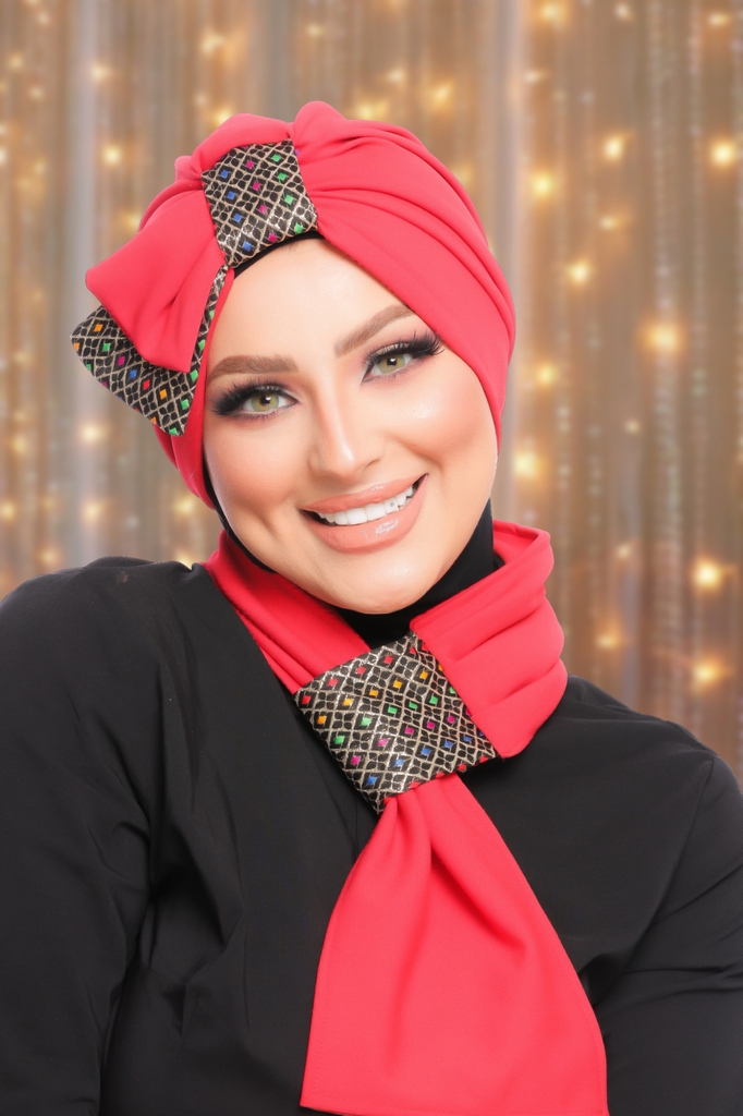 Turban  & Scarf Half a bow on one side crepe - Smile Turbans - 1489