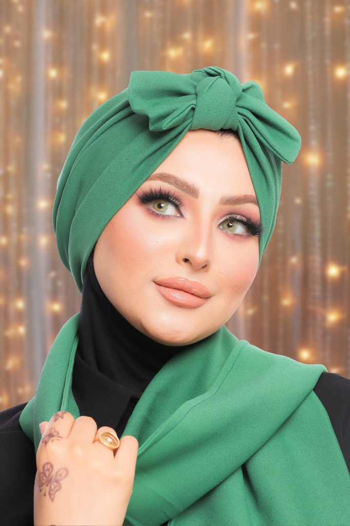 Turban  & Scarf One piece bow crepe - Smile Turbans - 1490