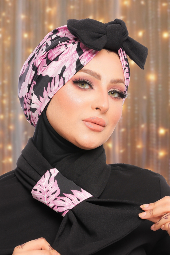 Turban  & Scarf bow crepe - Smile Turbans - 1493