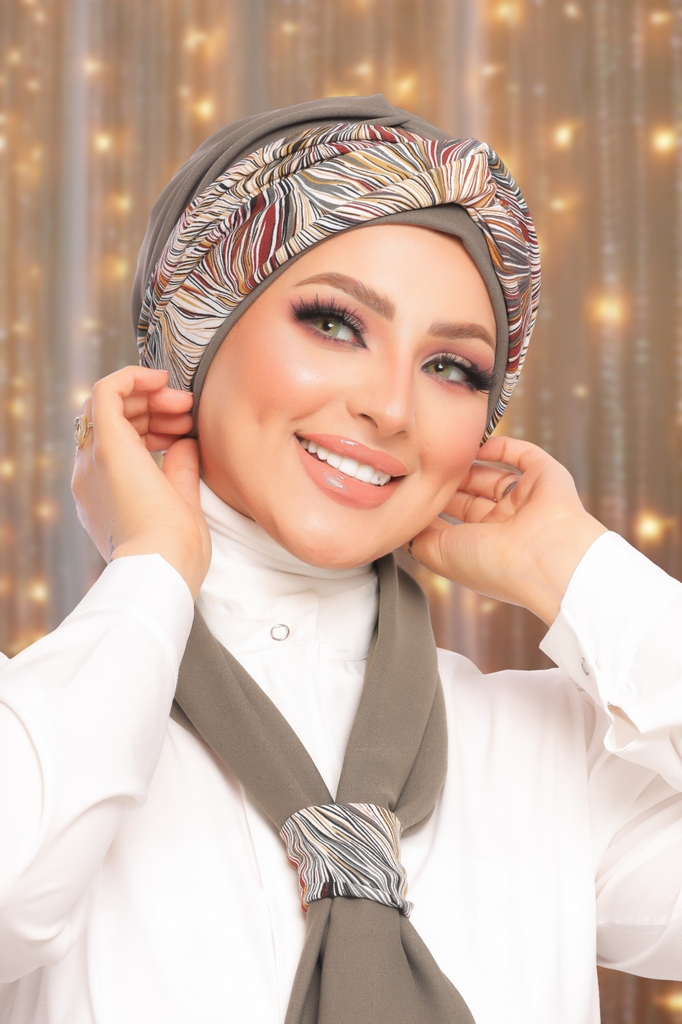 Turban  & Scarf Crocs Tow  piece crepe material - Smile Turbans - 1522
