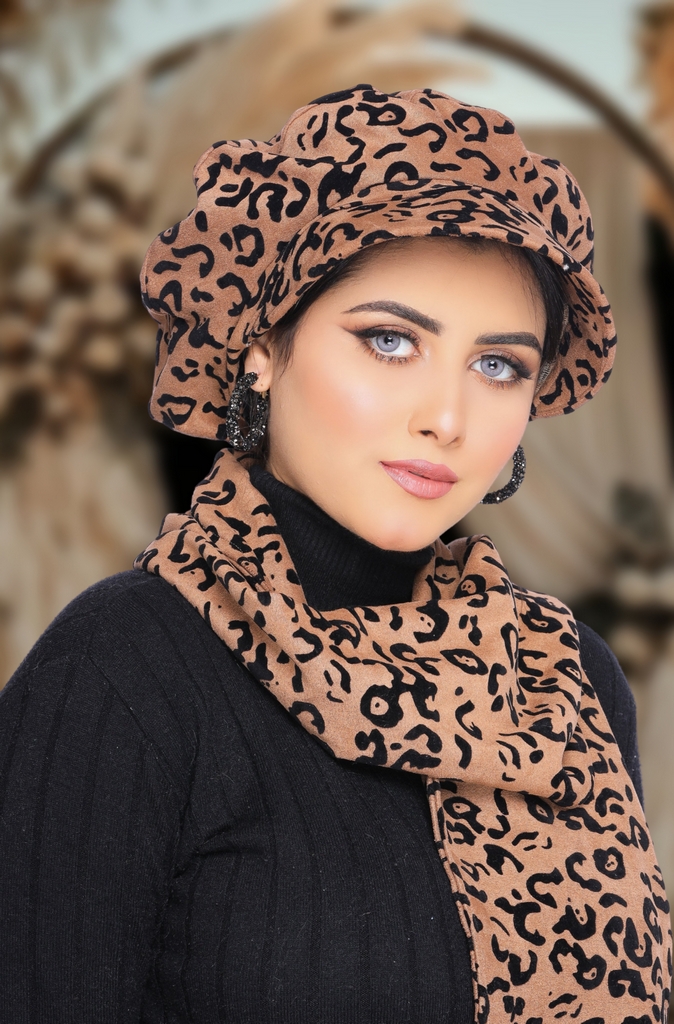 Beret & Scarf Beret Cap suede - Smile Turbans - 1653