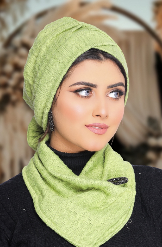 Turban  & Scarf One direction is a bow and the other is a cross     Rib  - Smile Turbans - 1670