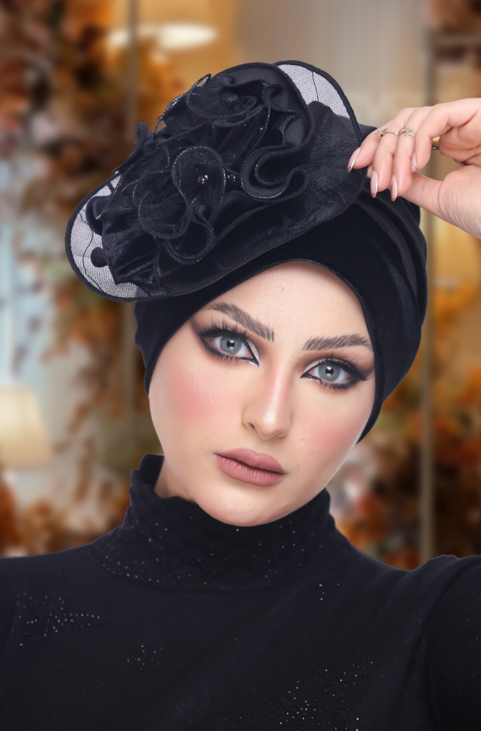 Turban flower velvet - Smile Turbans - 1704