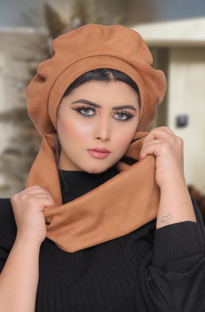 Beret & Scarf Beret Bagat suede - Smile Turbans - 1725