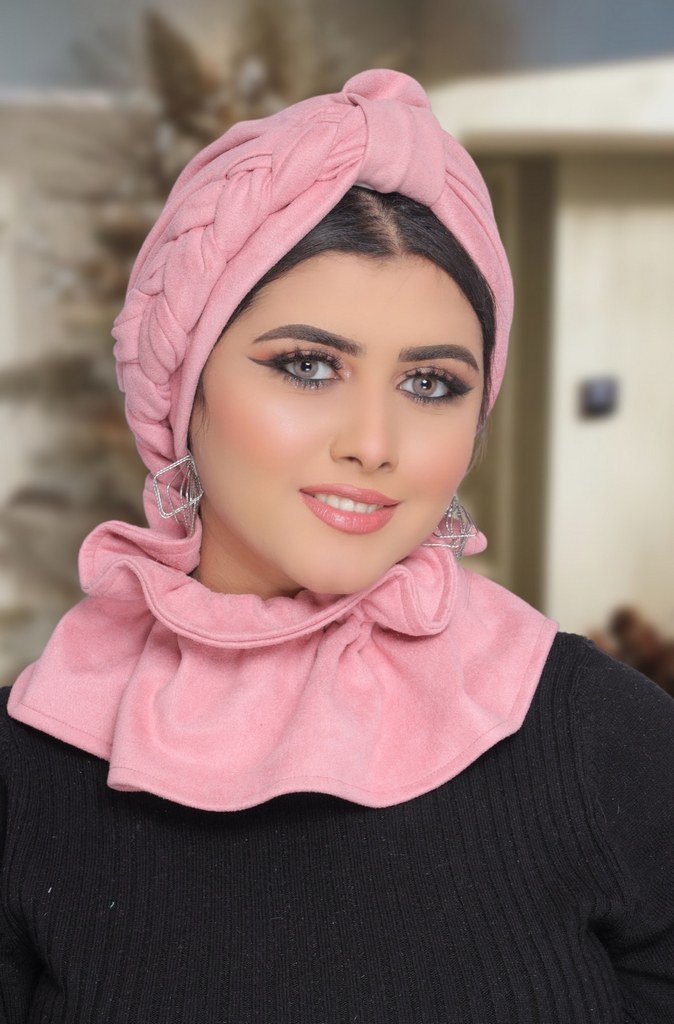 Turban  & Scarf Plait it on one side suede - Smile Turbans - 1735