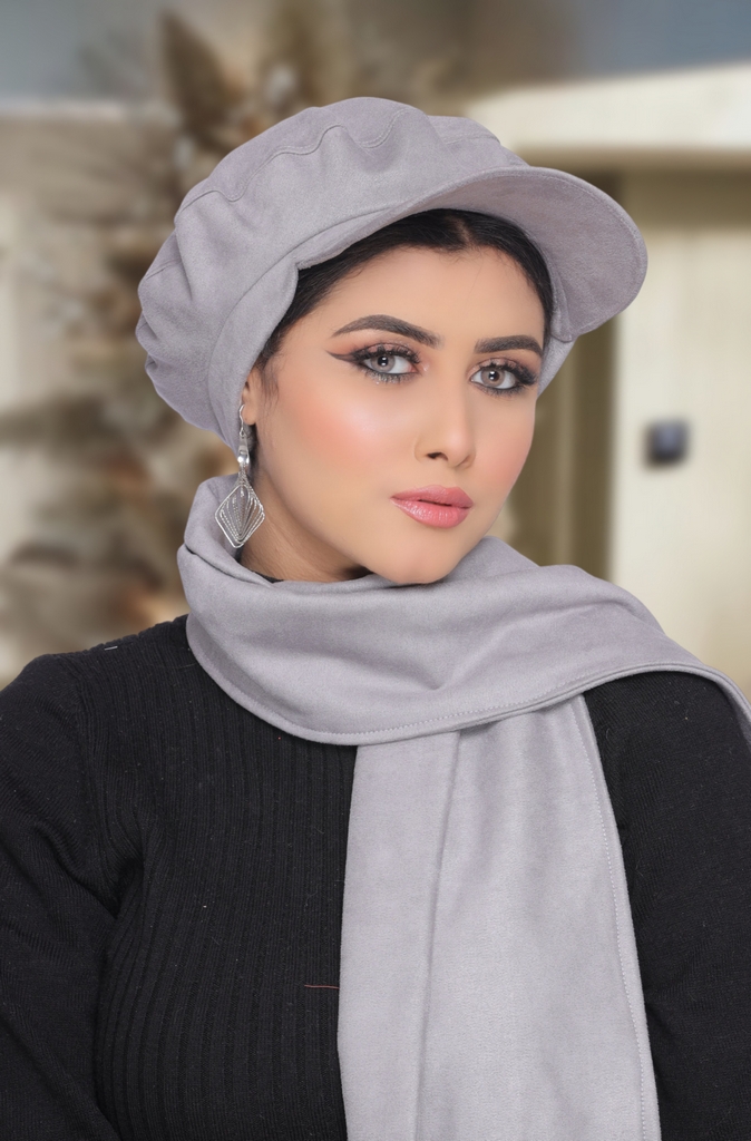 Beret & Scarf Beret Cap suede - Smile Turbans - 1742