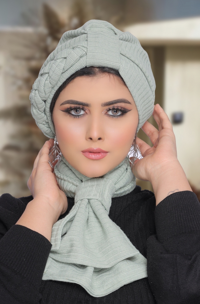 Turban  & Scarf Half a bow on one side Rib - Smile Turbans - 1753