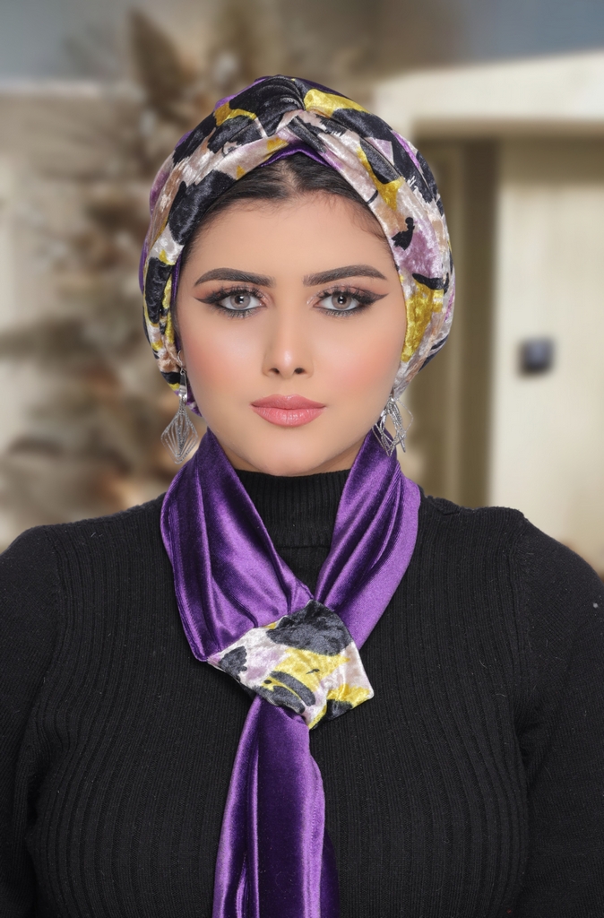 Turban  & Scarf Crocs Tow piece velvet - Smile Turbans - 1769