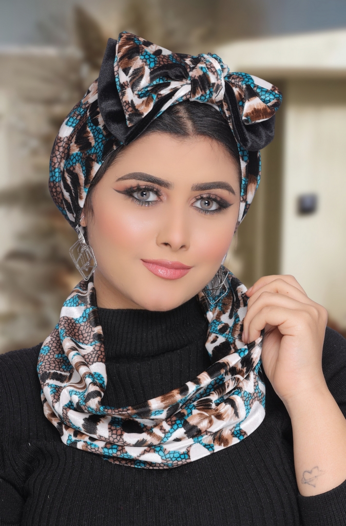 Turban  & Scarf Bow velvet - Smile Turbans - 1773