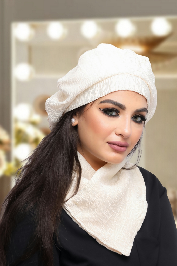 Beret & Scarf Beret Bliss satin material - Smile Turbans - 1802