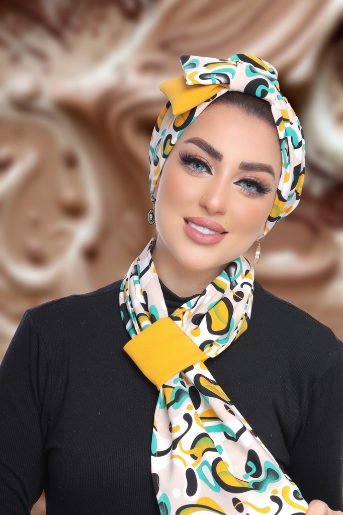 Turban  & Scarf Half a bow, one piece rosaline material - Smile Turbans - 1820