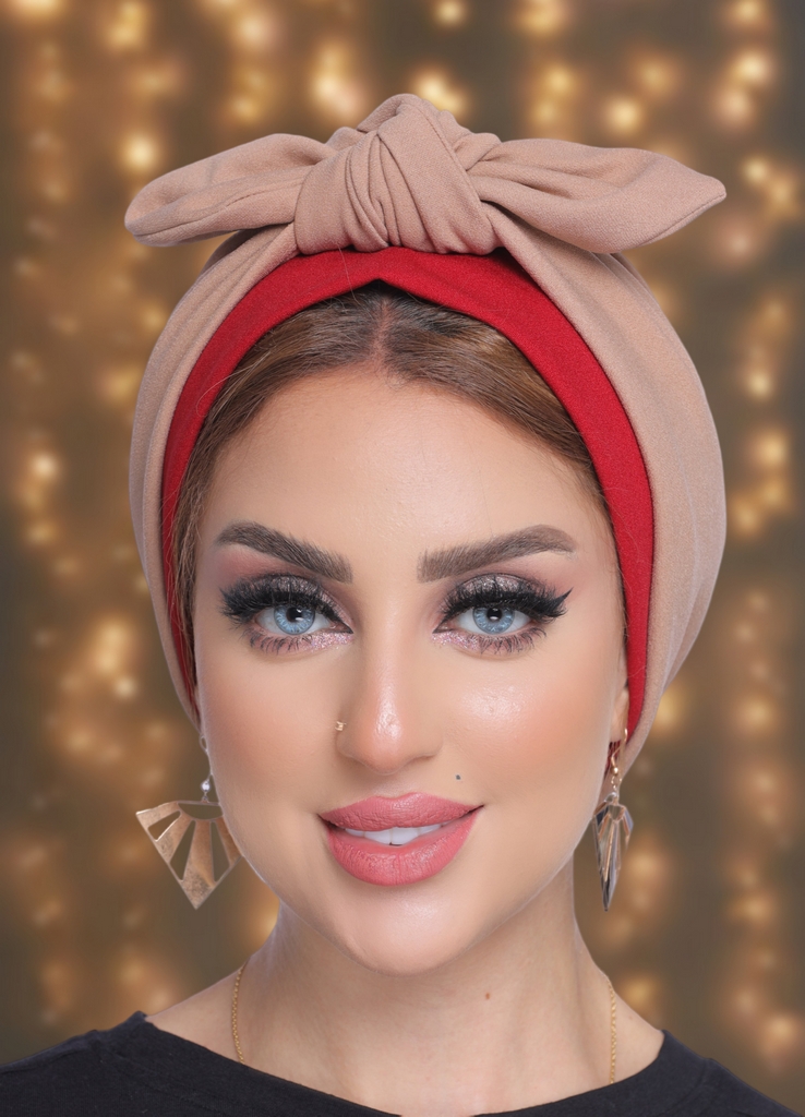 Turban Tied bow two piece crepe material - Smile Turbans - 2021
