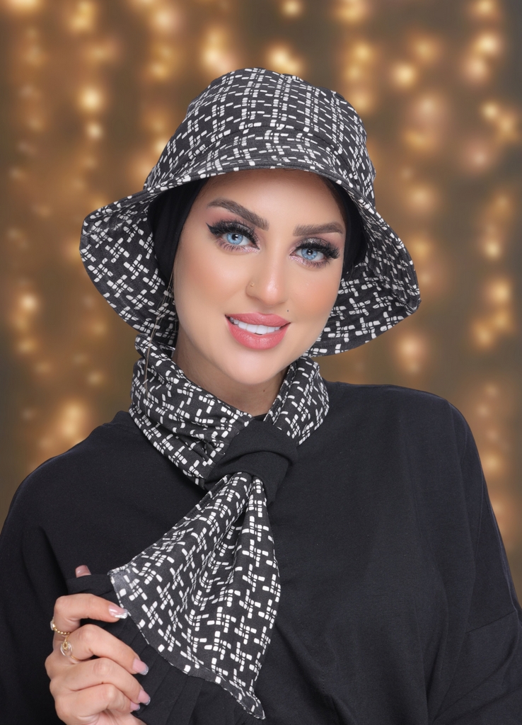 Bucket Hat & Scarf two piece gabardine - Smile Turbans - 2035
