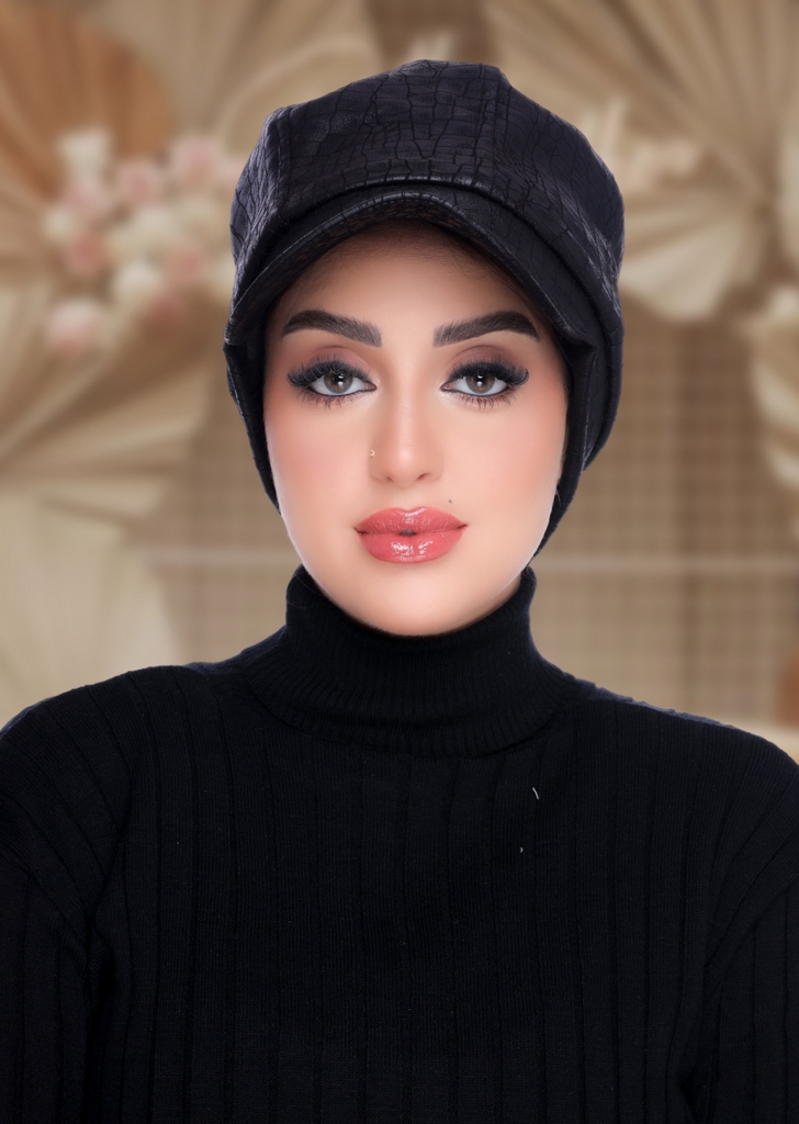 Cap Cap with fur ball leather - Smile Turbans - 2098