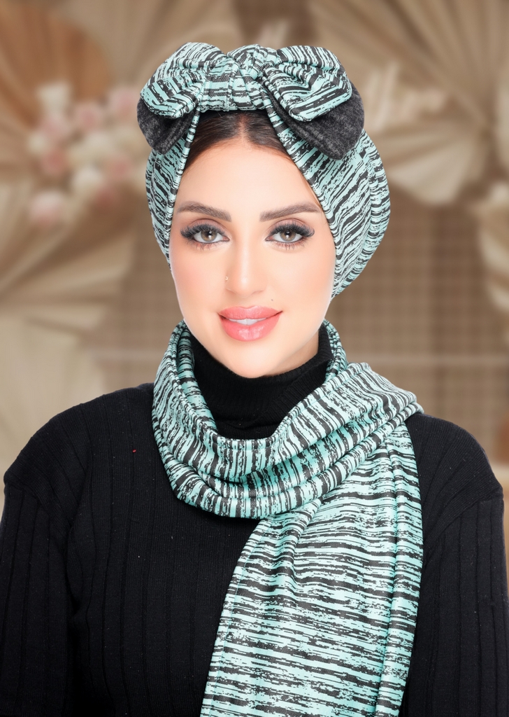 Turban  & Scarf 2 bow wool - Smile Turbans - 2131