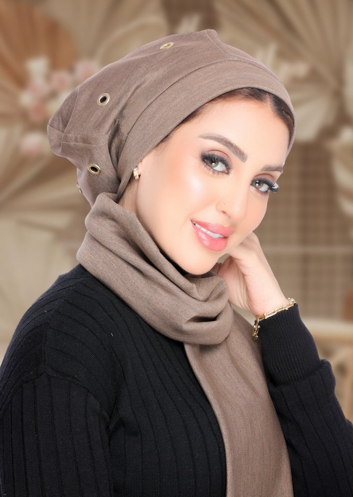 IceCap  & Scarf t with metallic eyelet details suede - Smile Turbans - 2135