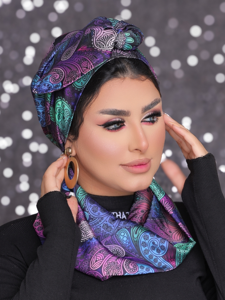 Turban  & Scarf two piece satin - Smile Turbans - 2207